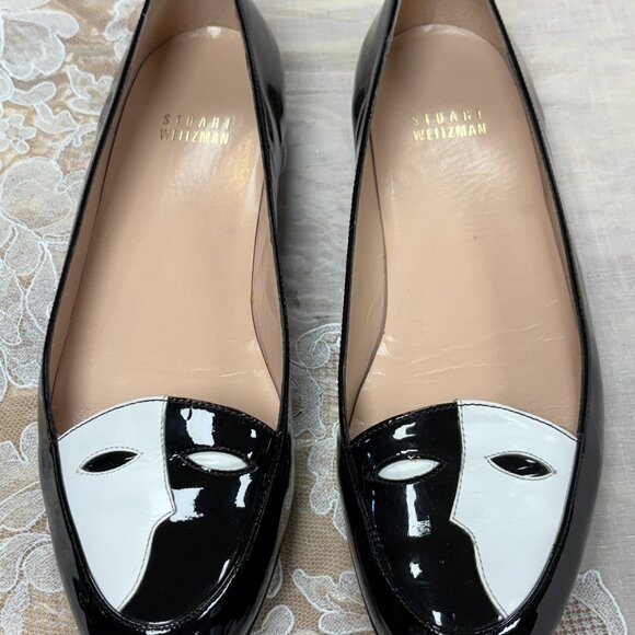 Stuart Weitzman-Women-PW32176-Black/White Patent leather Shoes.Sz-6M.Spain.Used. - Picture 1 of 11